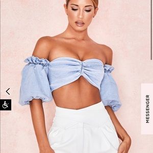 HOUSE OF CB PUFF SLEEVE CROP TOP/ BRALETTE